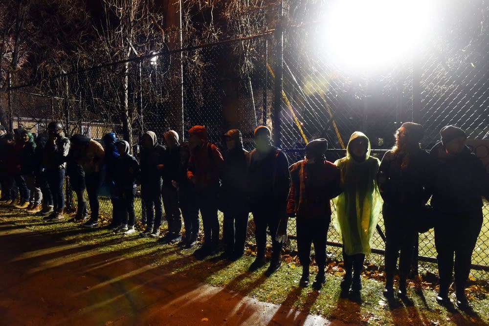Protesters block gate at 4th Precinct