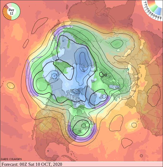 Upper air forecast map for 7 pm October 8