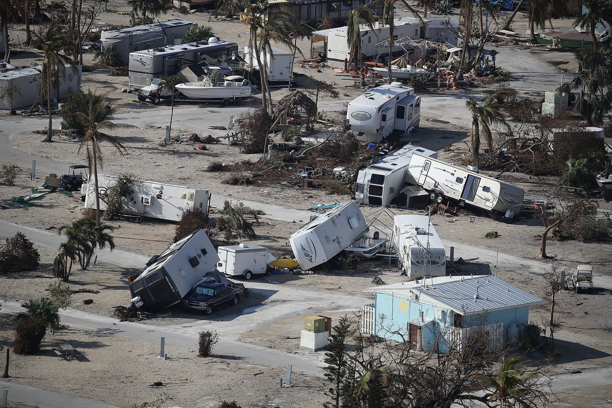 Damaged homes and RVs are seen at the Sunshine Key RV Resort & Marina.