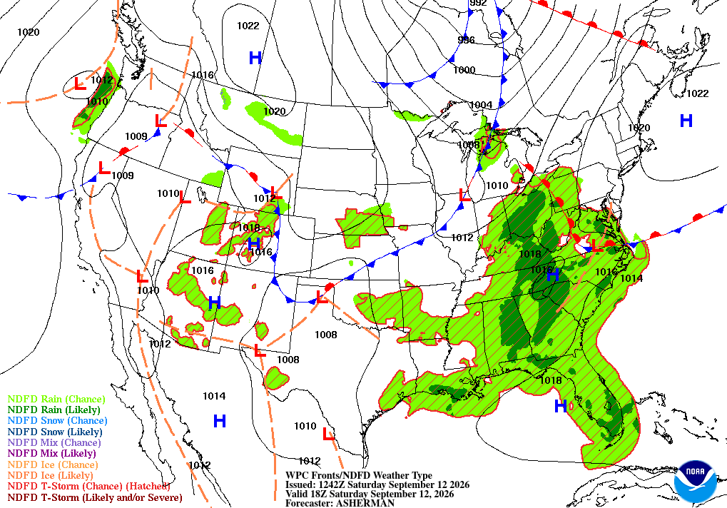 Surface analysis for Saturday 1 p.m.