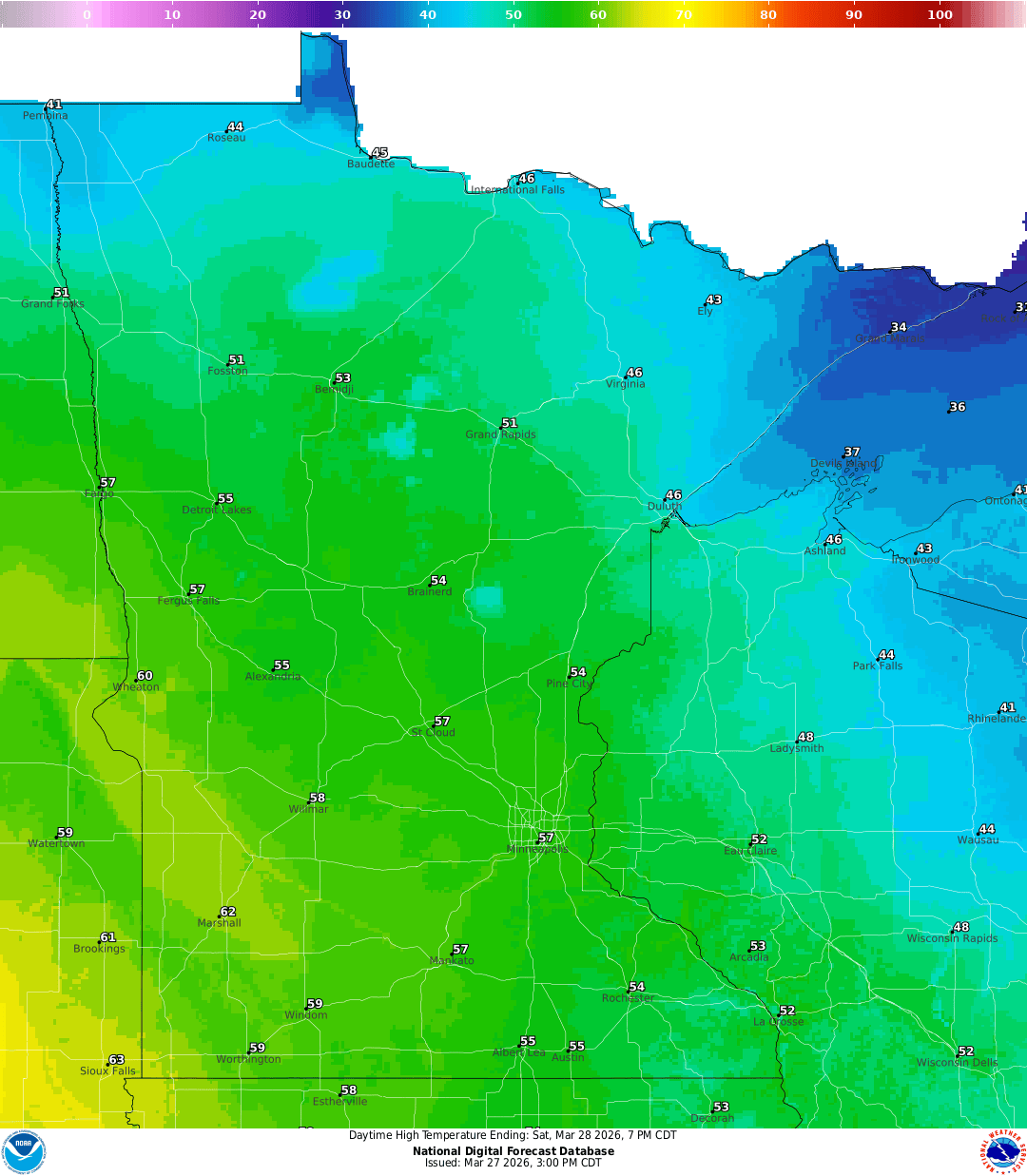 Highs for Saturday