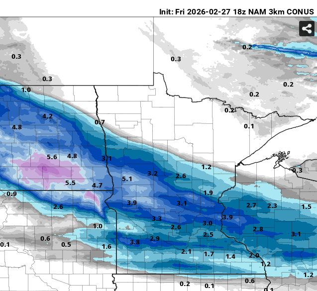 NOAA NAM 3 km model snowfall