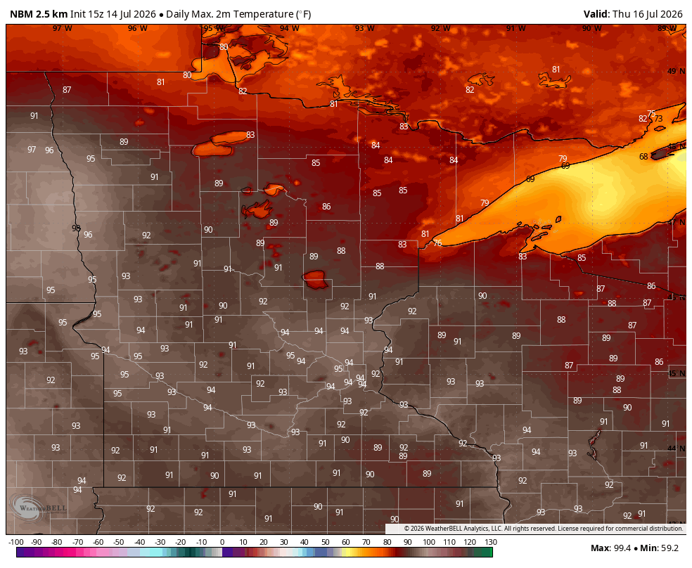 High temps Wednesday