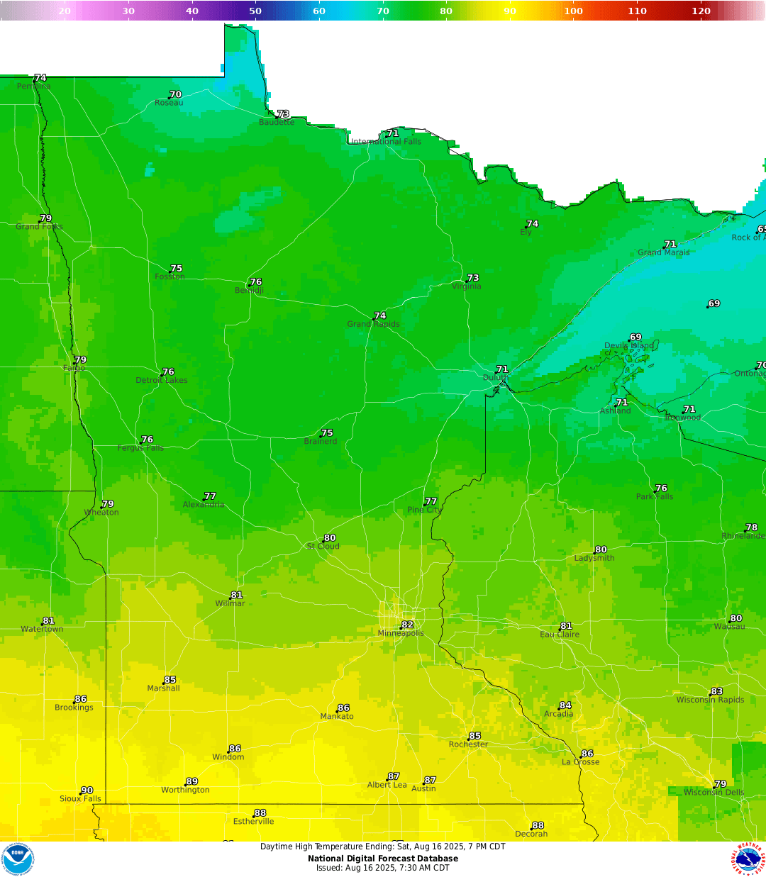 Highs for Saturday