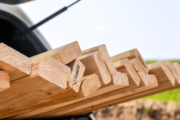 Lumber piled up