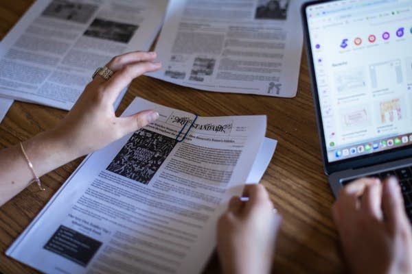 Printouts of a student newspaper