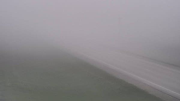 Visibility is reduced amid blowing dust