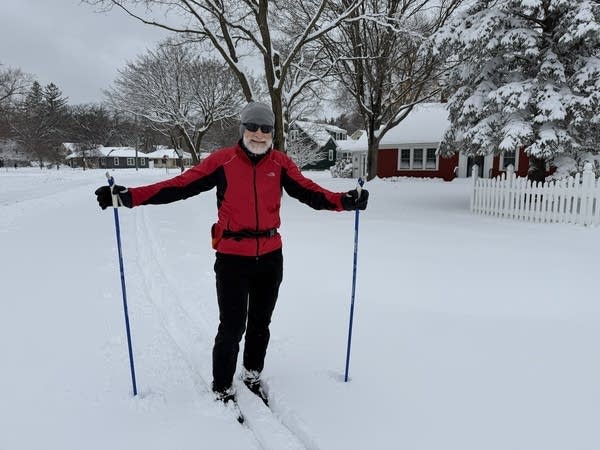 Lonny Olson-Williams, 64, skis in Rochester on Mar. 15, 2026. 