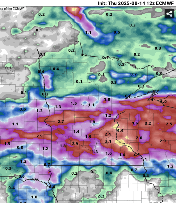 European (ECMWF) model precipitation output