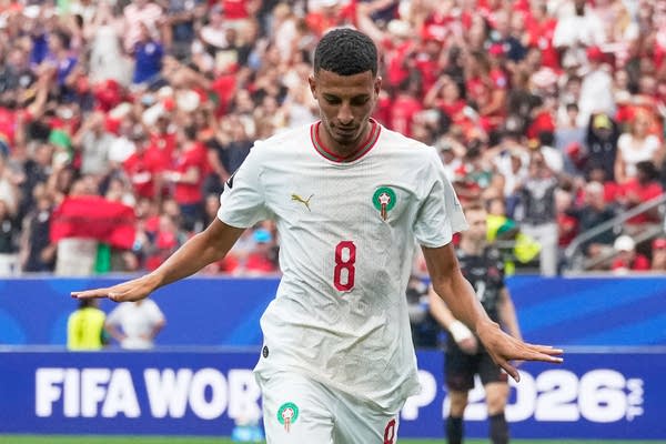 Morocco's Azzedine Ounahi celebrates
