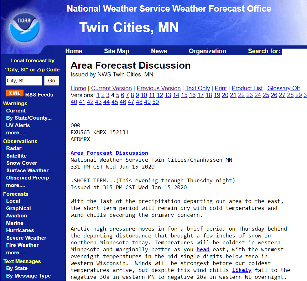 Area forecast discussion