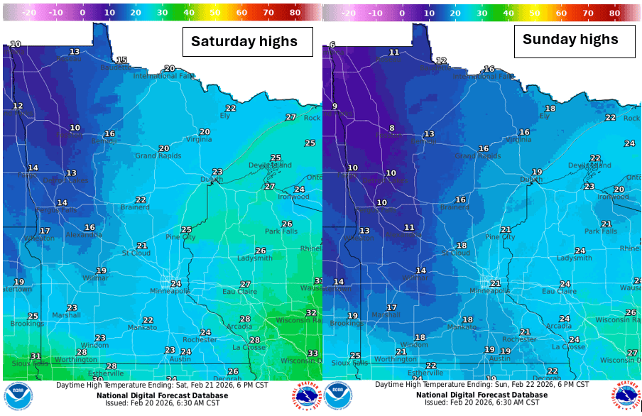 Weekend temperatures