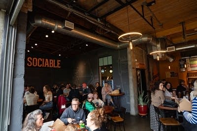 people enjoying the currents happy hour series