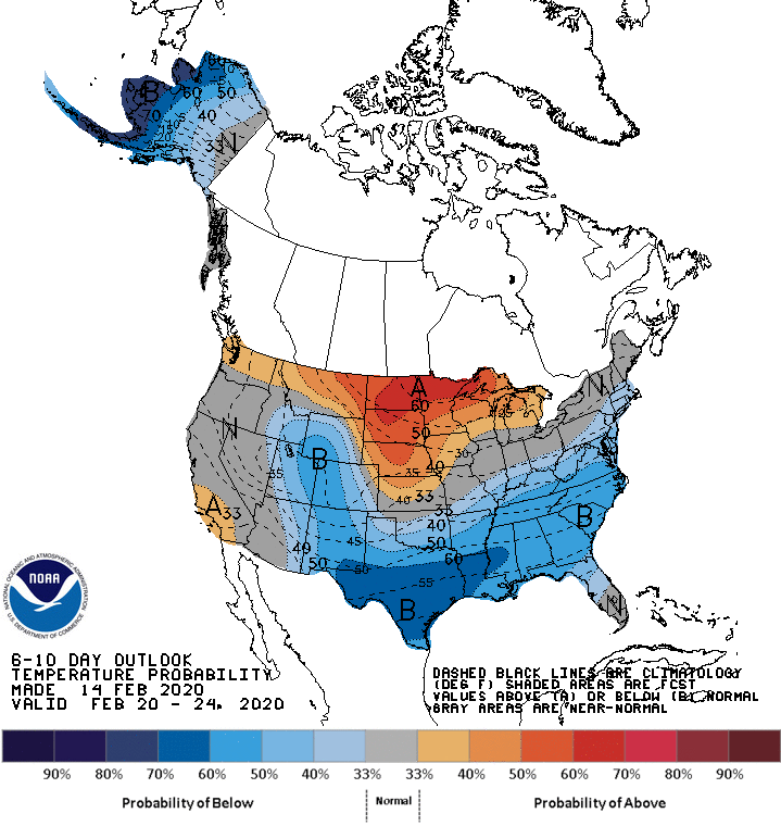 NOAA 6 to 10-day temperature outlook