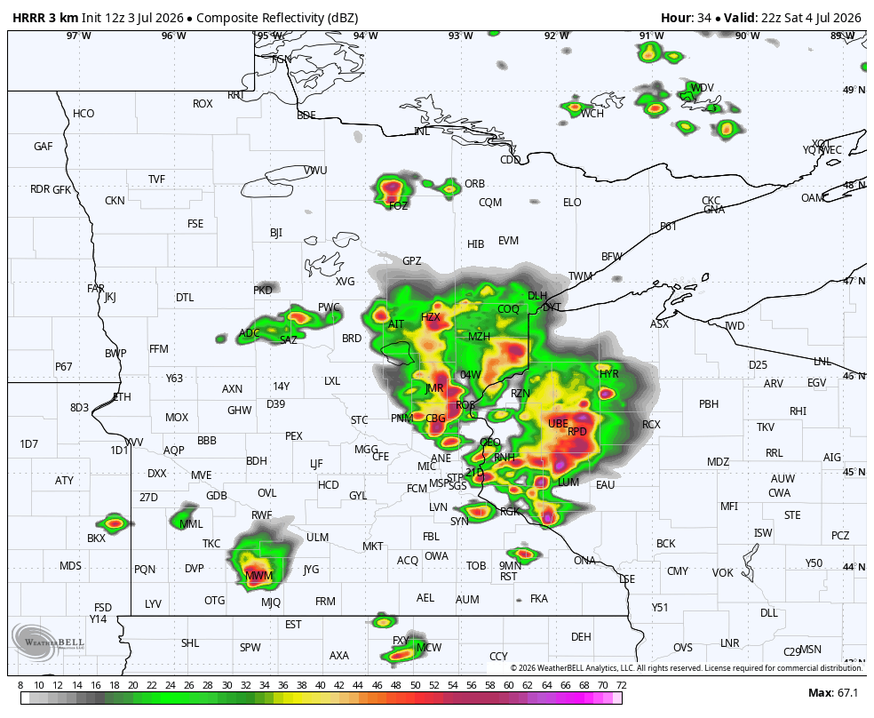 Storms fire up on Fourth