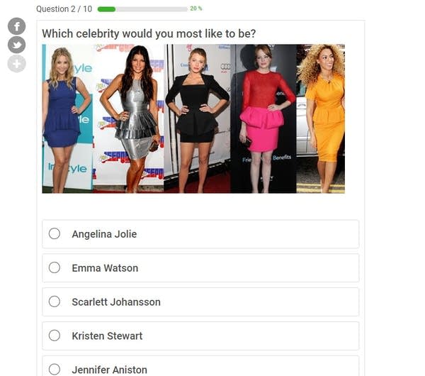 Question 012 (Screen Cap) of the "New Year's Eve Outfit" quiz