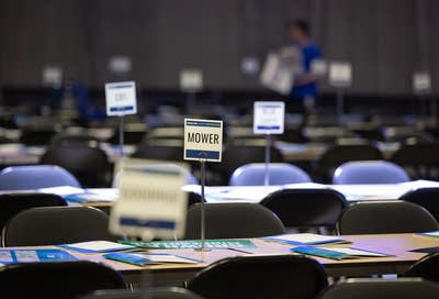 Signs on a table