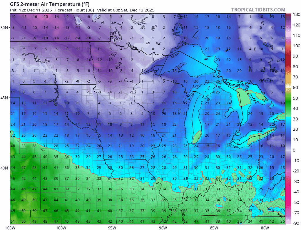 Temperatures Friday night through Sunday night
