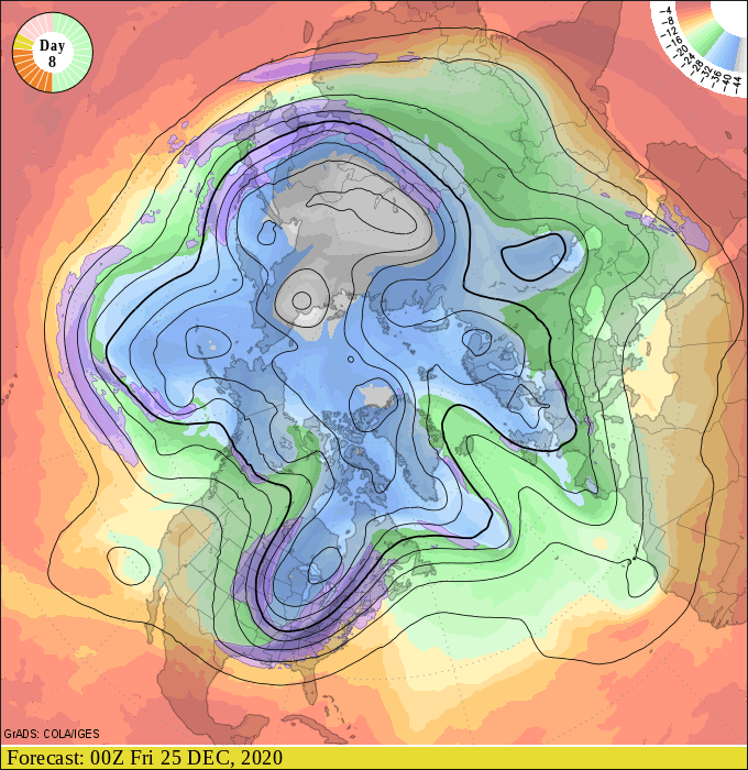 Upper air forecast map for 6 pm December 24