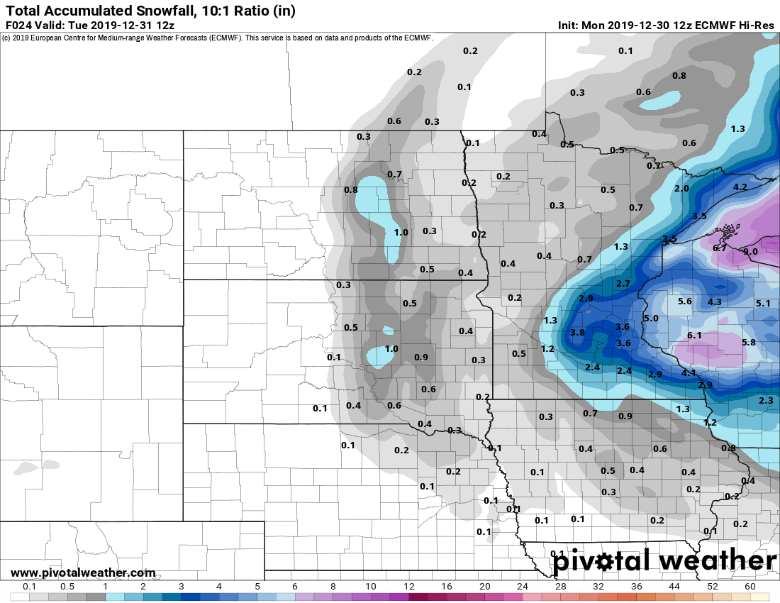 European model (ECMWF) snowfall output