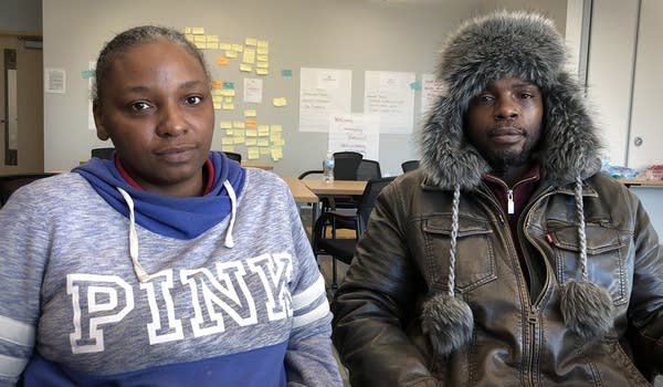 Lakesha Davis and Steven Perkins attend a free legal clinic in north Mpls.