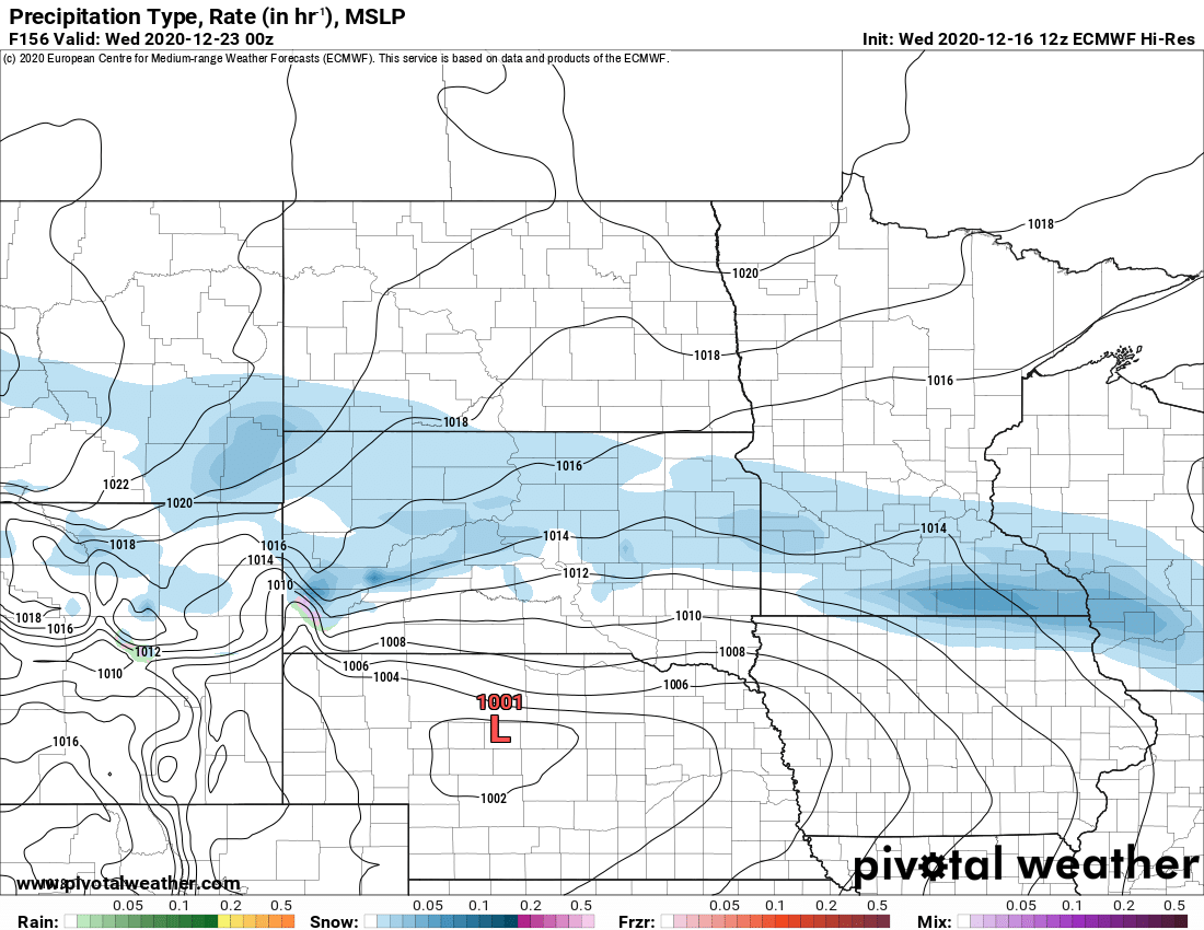 European model (ECMWF) forecast for 6 am Wednesday, December 23