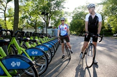 Checking out a bike kiosk