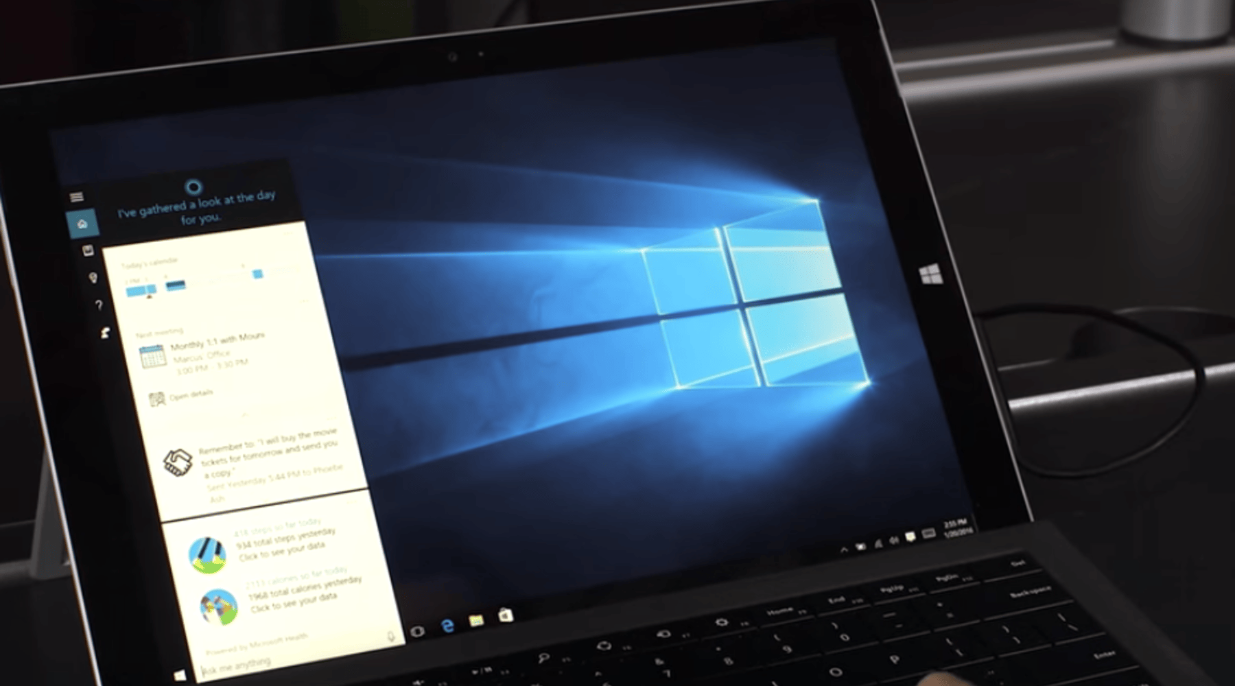 A view of Cortana, Microsoft's virtual assistant.