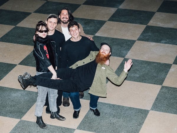 Minneapolis-based band Pit Stop are Sarah Mevissen, Jake Balistrieri, James Patrick Horigan, Zach Warpinksi, and Gage Webster.