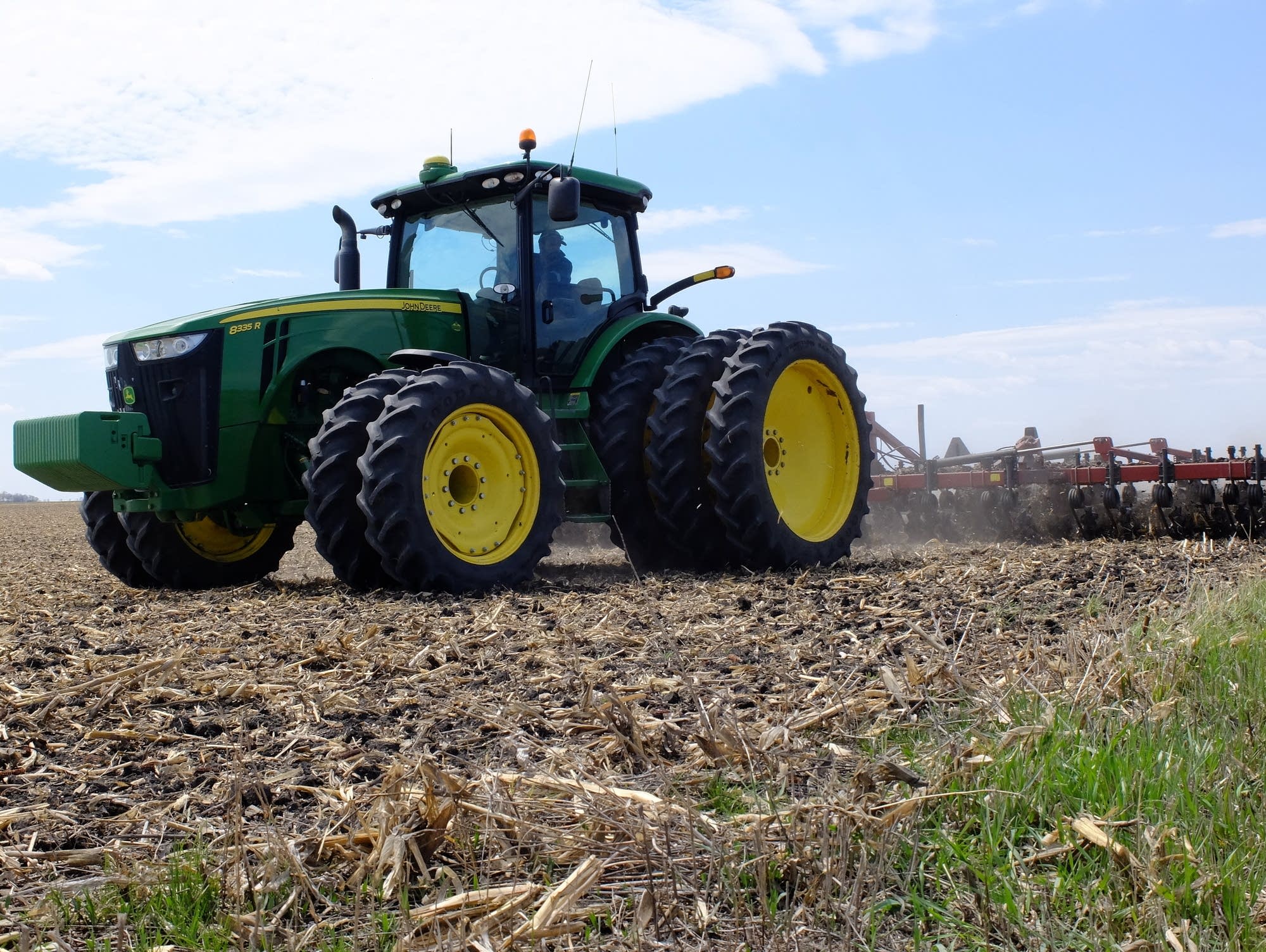 The remains of last years corn crop is tilled.