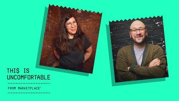 Comedians Alison Leiby (left) and Josh Gondelman (right).