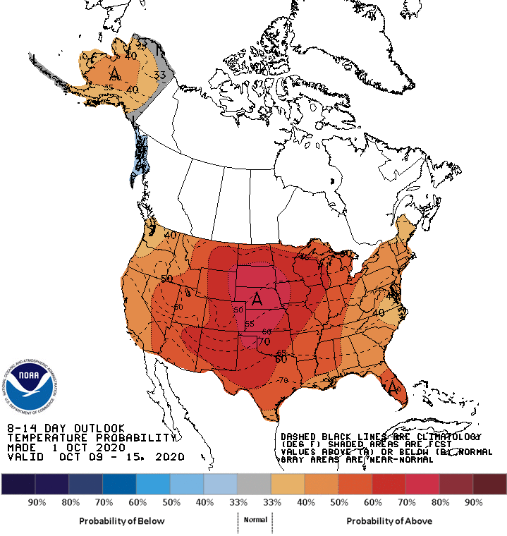 NOAA 8 to 14-day temperature outlook