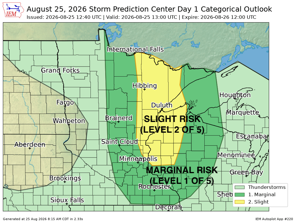 Lingering instability Tuesday along a cool front 