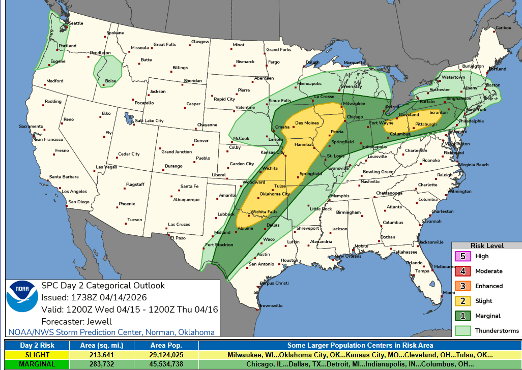 Severe weather risk areas 2