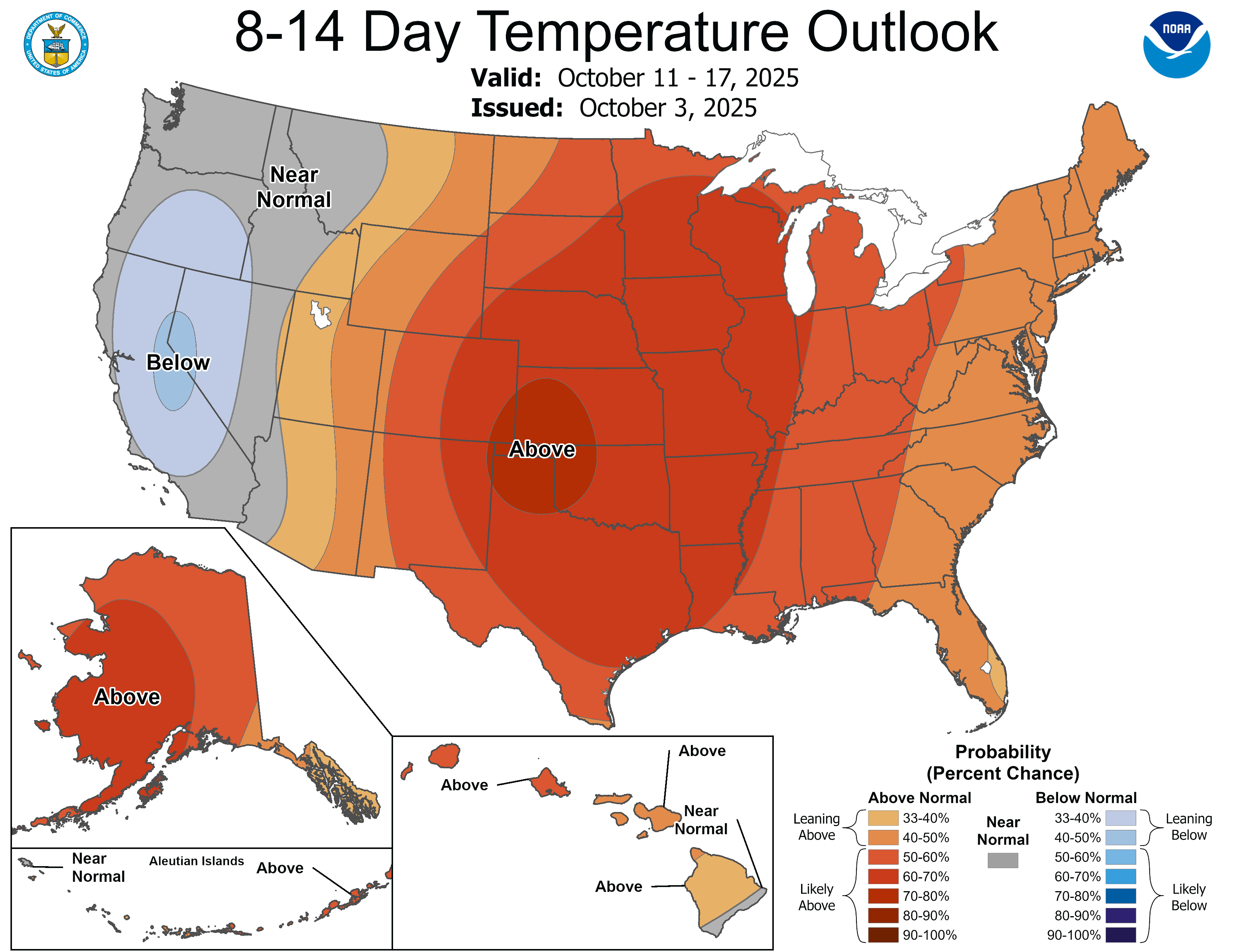 NOAA 8 to 14-day temperature outlook