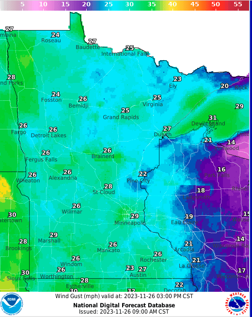 Periods of light snow into early afternoon; gusty winds today