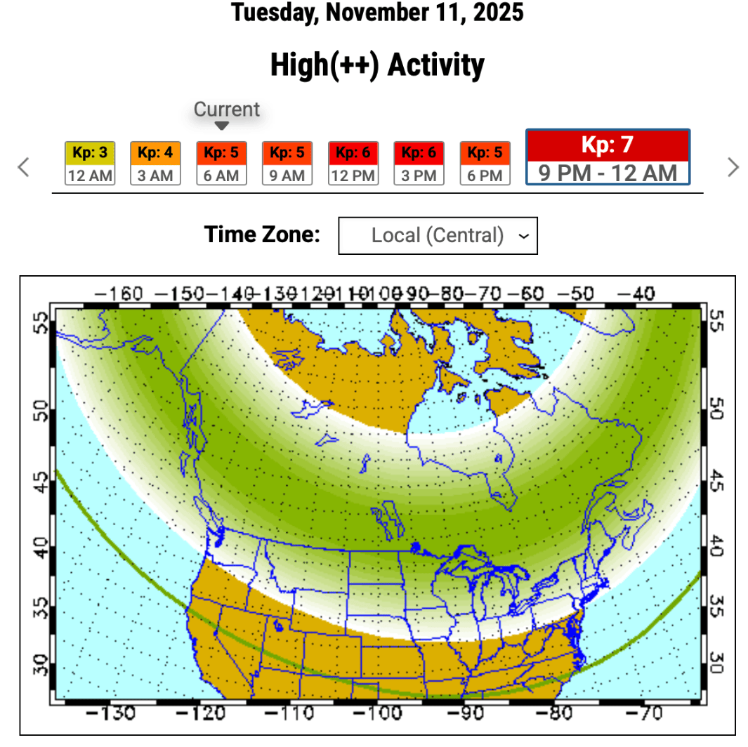 Potential northern lights Tuesday evening | MPR News, image size:1065x1064