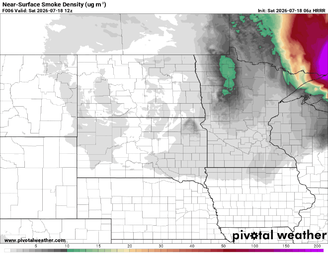Near-surface smoke density Saturday 7 a.m. to Sunday 7 a.m.