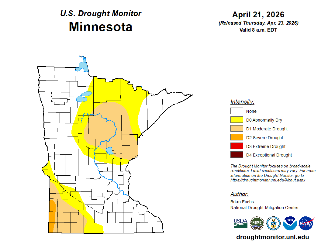 Drought monitor update for Minnesota