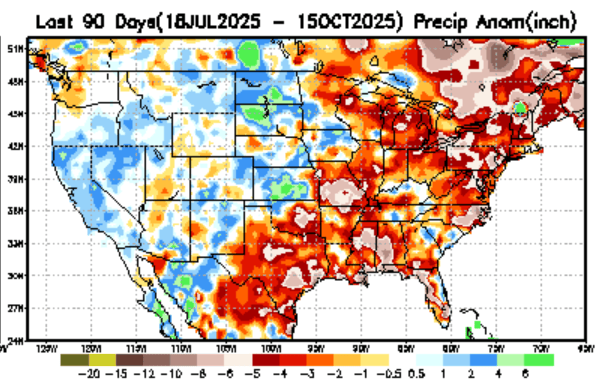 90-day precipitation anomaly