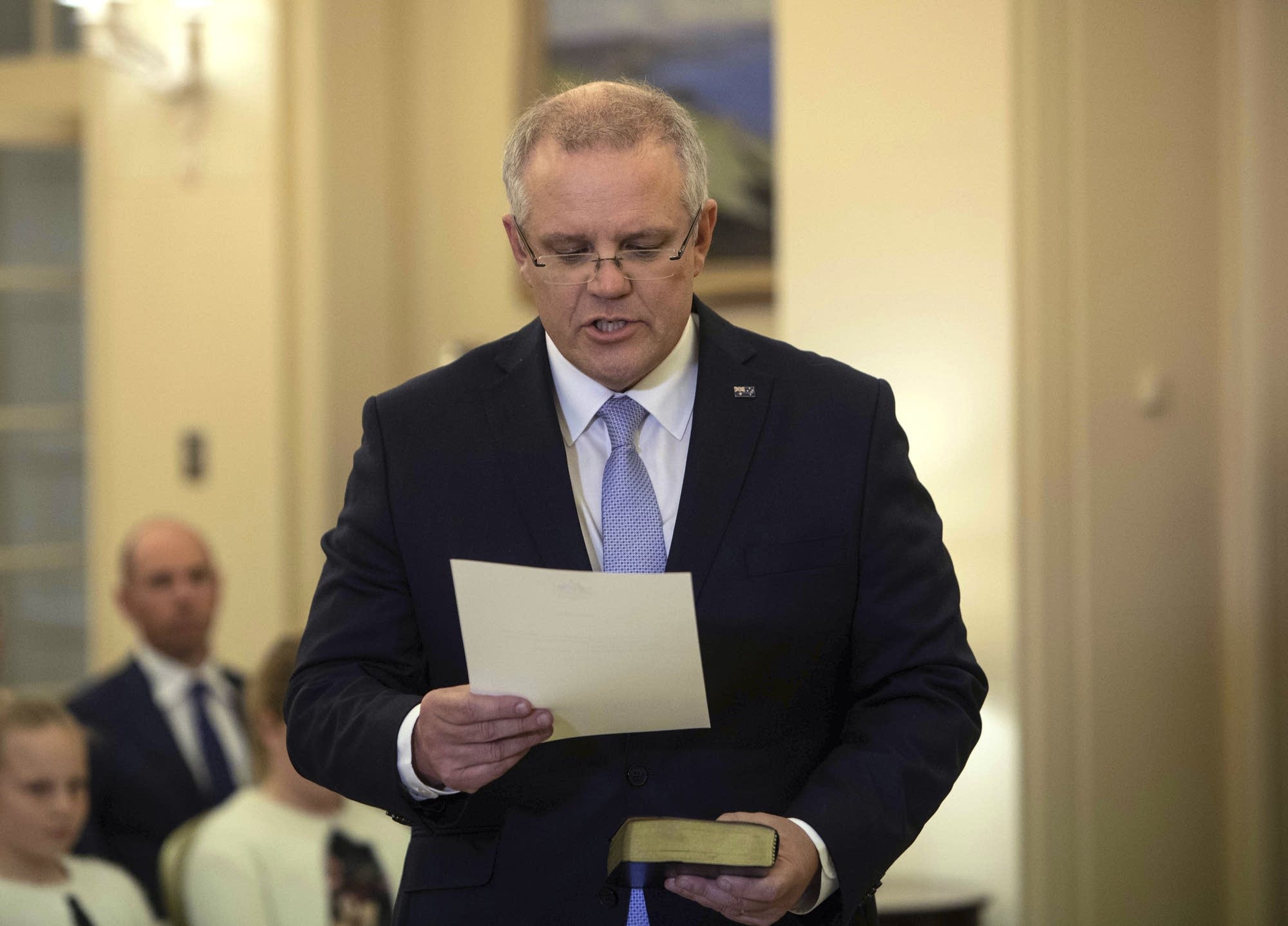 incoming australian prime minister scott morrison is sworn.