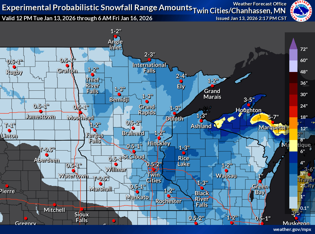 Snowfall projection for Minnesota