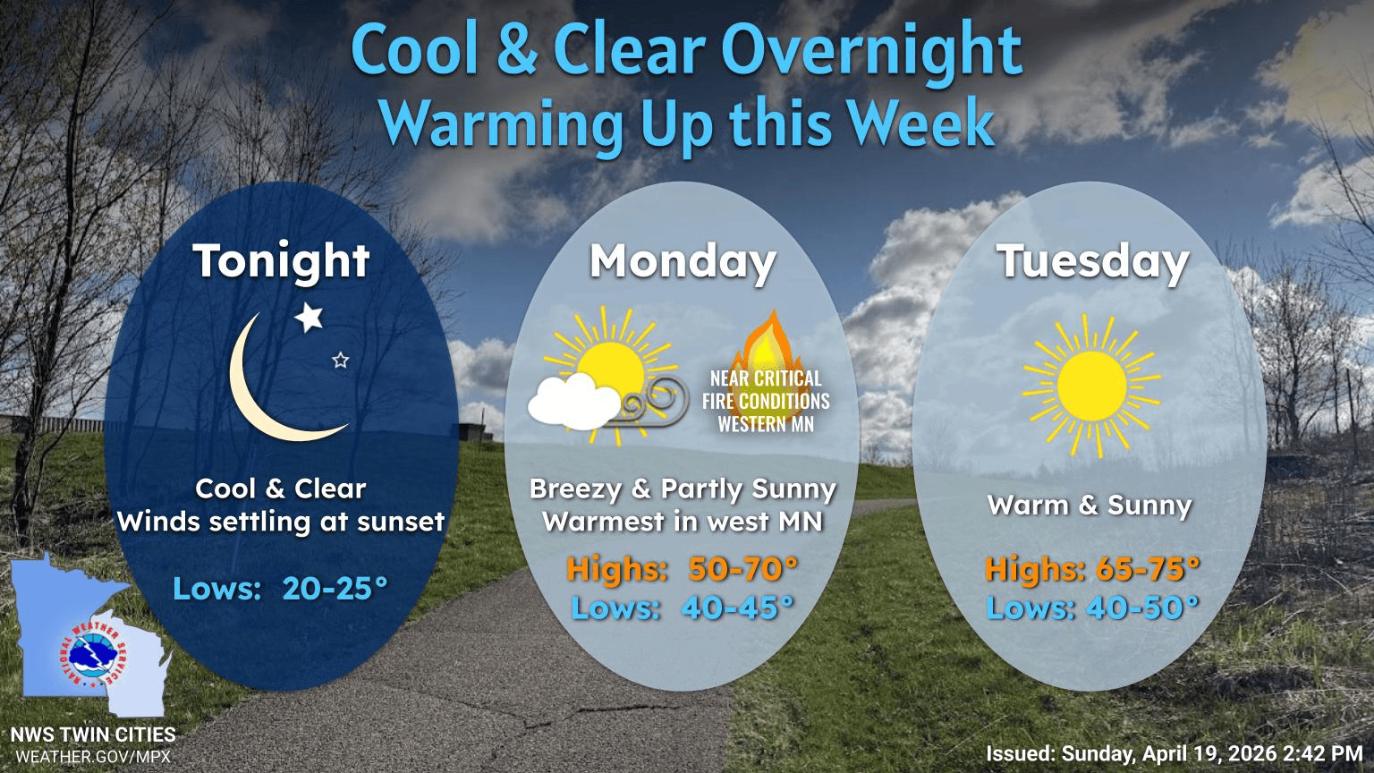 Cool and clear overnight; warming up this week