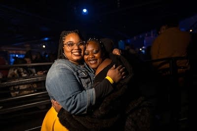 Audience members posing