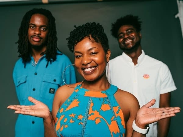 Carbon Sound staff, from left to right: content director Julian Green, host Sanni Brown, and community engagement specialist Andre Griffin