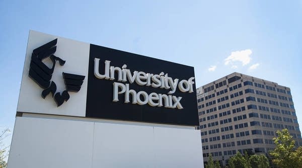  A sign marks the location of the University of Phoenix Chicago Campus in Schaumburg, Illinois.