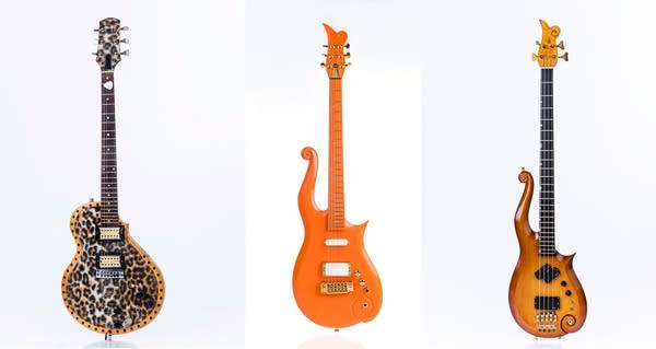 Instruments on display at the My Name Is Prince exhibition