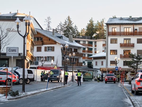 The scene of a fire in a Swiss village