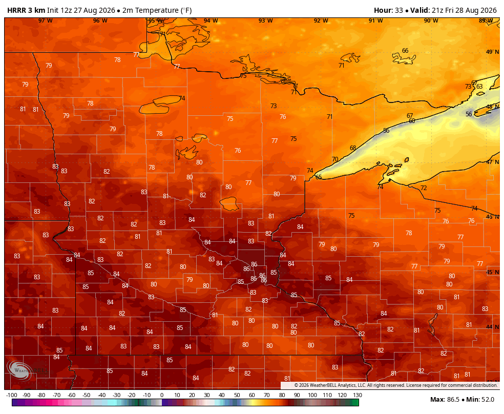 High temps Friday