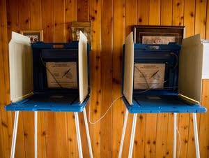 Voting booths in the LaBore's home.